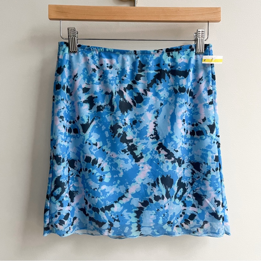 [something new] serena tie dye mesh mini skirt malibu blue S